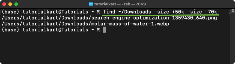 Finding Files within a Specific Size Range in Mac Terminal